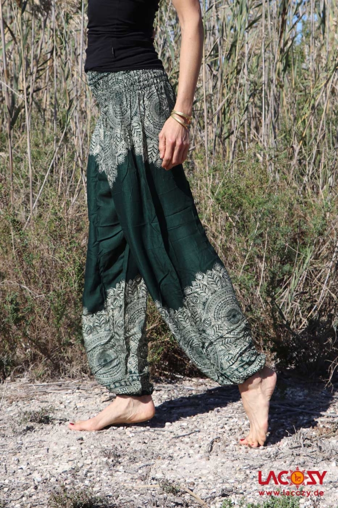 Pumphose GREEN MANDALA Dunkelgruen | Creme – Bild 3