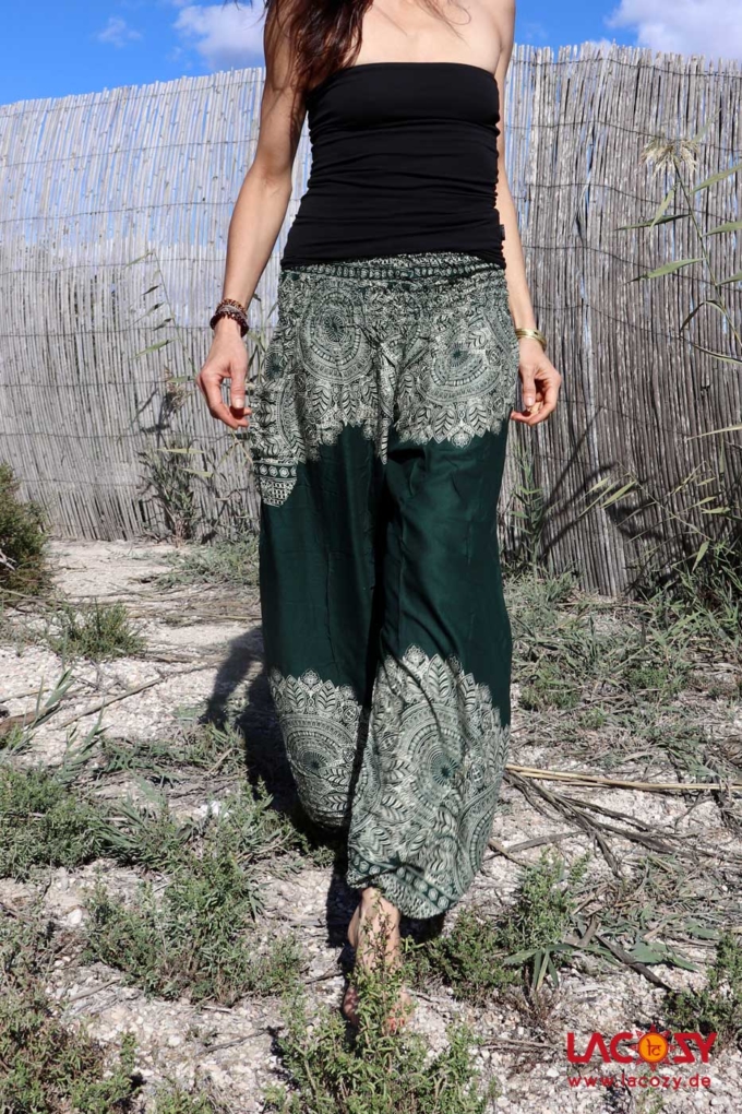 Pumphose GREEN MANDALA Dunkelgruen | Creme – Bild 5