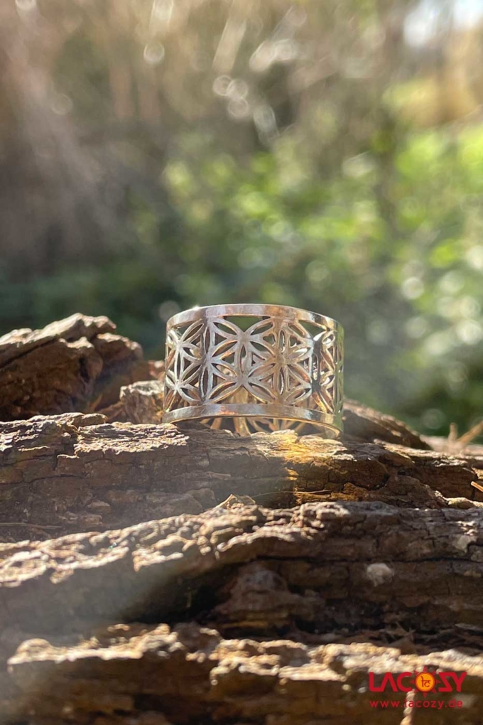 Breiter Ring BLUME DES LEBENS | Gold