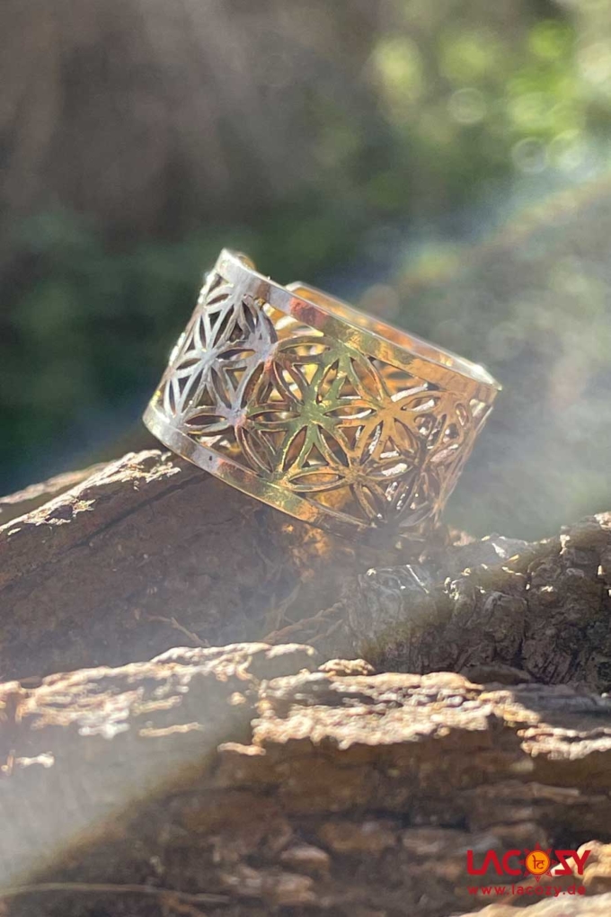Breiter Ring BLUME DES LEBENS | Gold – Bild 2