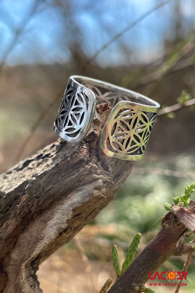 Breiter Ring BLUME DES LEBENS | Silber – Bild 2