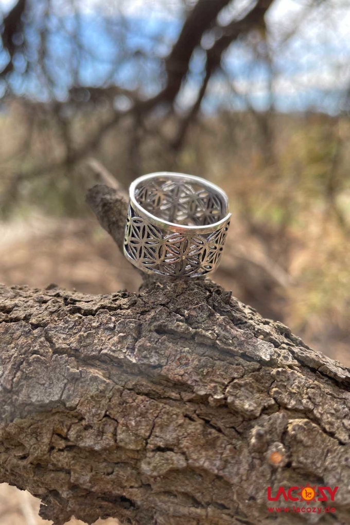 Breiter Ring BLUME DES LEBENS | Silber – Bild 3
