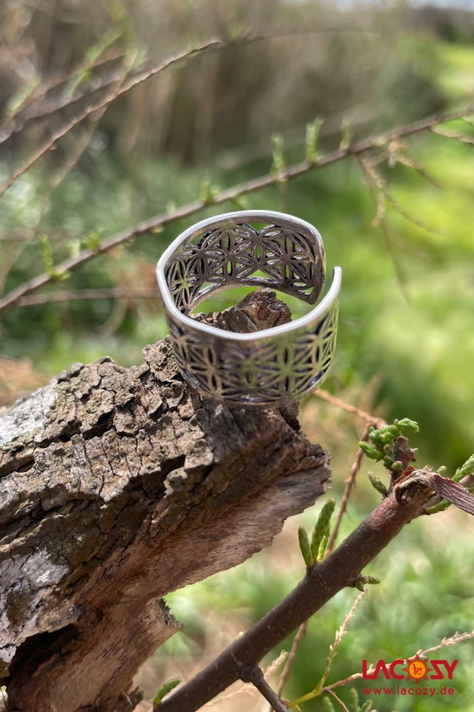 Breiter Ring BLUME DES LEBENS | Silber – Bild 4