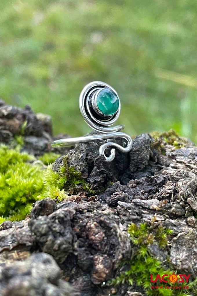 Ring LIFE mit grünem Onyx | Silber – Bild 4