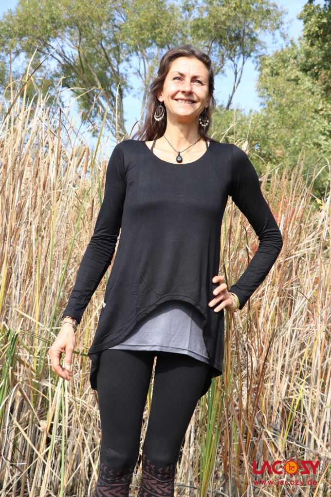 Weicher Longsleeve Pulli SCHWARZ/GRAU