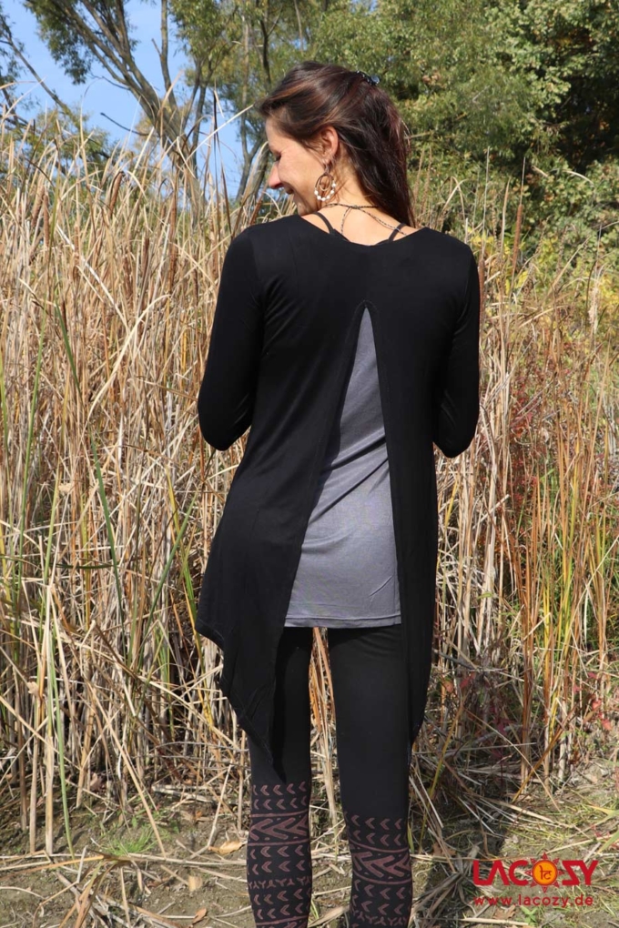 Weicher Longsleeve Pulli SCHWARZ/GRAU – Bild 2