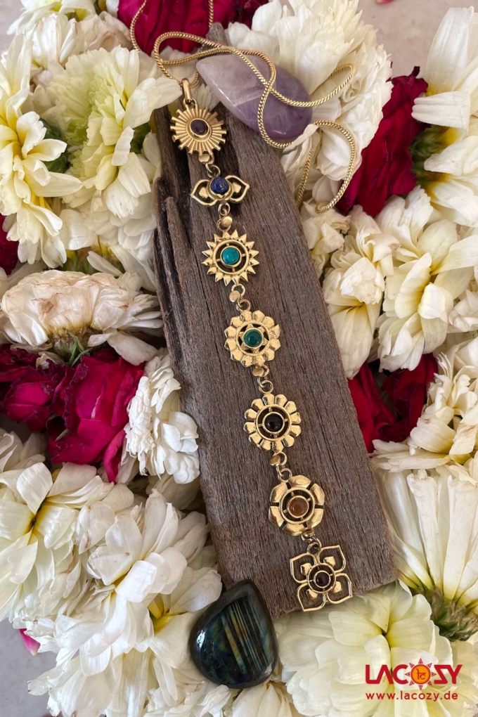 7 CHAKRA Kette mit Heilsteinen | Gold – Bild 2