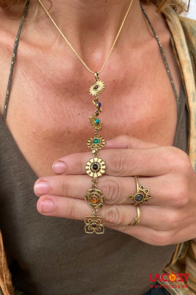 7 CHAKRA Kette mit Heilsteinen | Gold – Bild 3