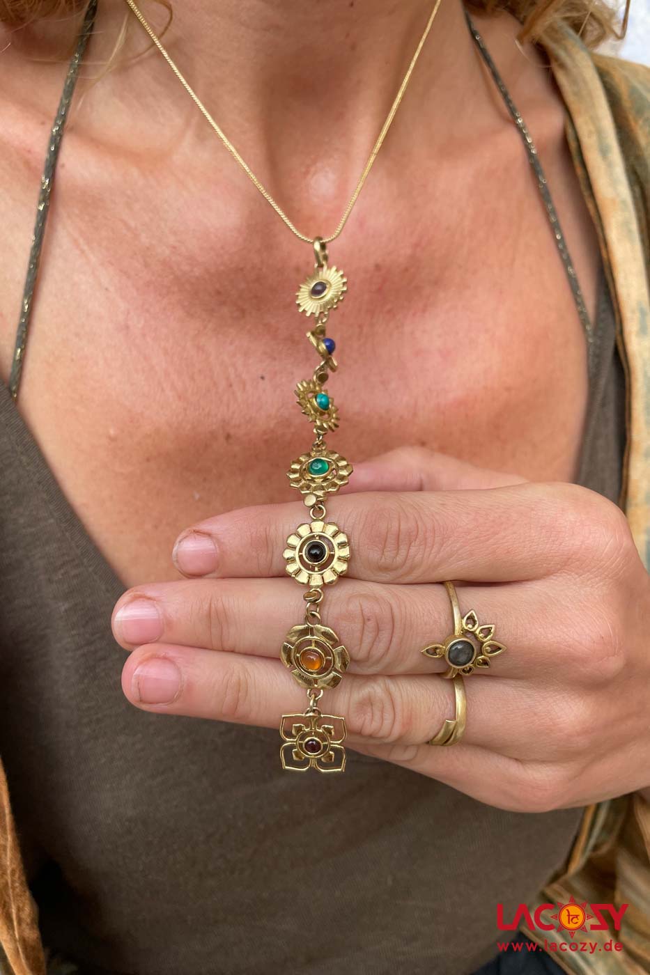 7 Chakra Stein Perlen Anhänger Halskette für Frauen Männer