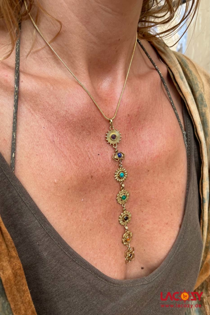 7 CHAKRA Kette mit Heilsteinen | Gold – Bild 5