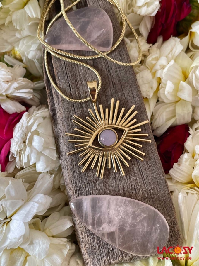 EYES Kette mit ROSENQUARZ | Gold