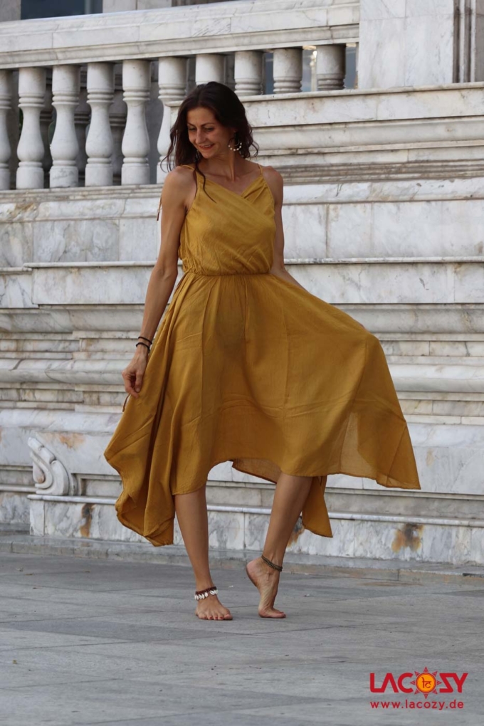 Luftiges Boho Kleid SOHO | Langes Sommerkleid | SENFGELB – Bild 2