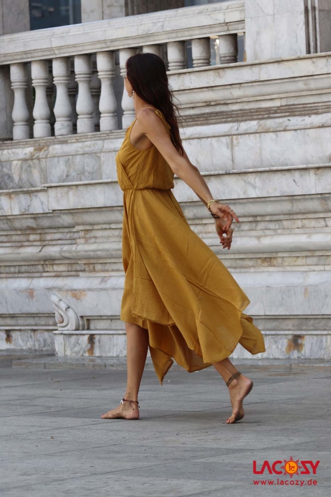 Luftiges Boho Kleid SOHO | Langes Sommerkleid | SENFGELB – Bild 4