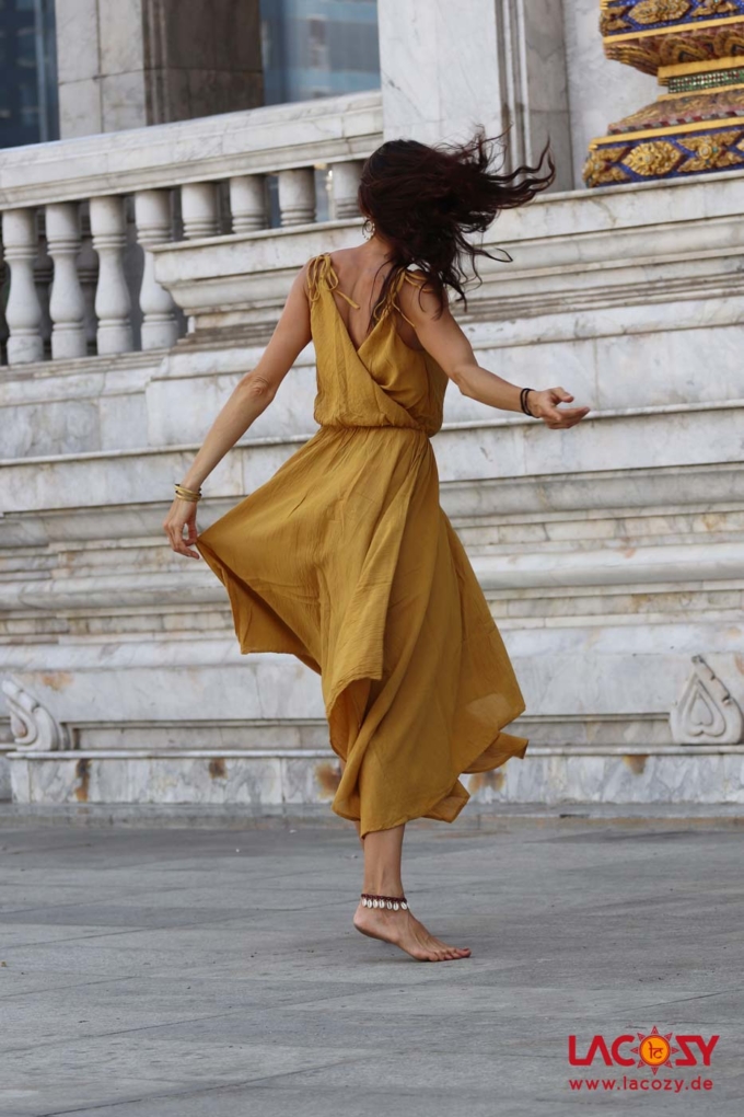 Luftiges Boho Kleid SOHO | Langes Sommerkleid | SENFGELB – Bild 5
