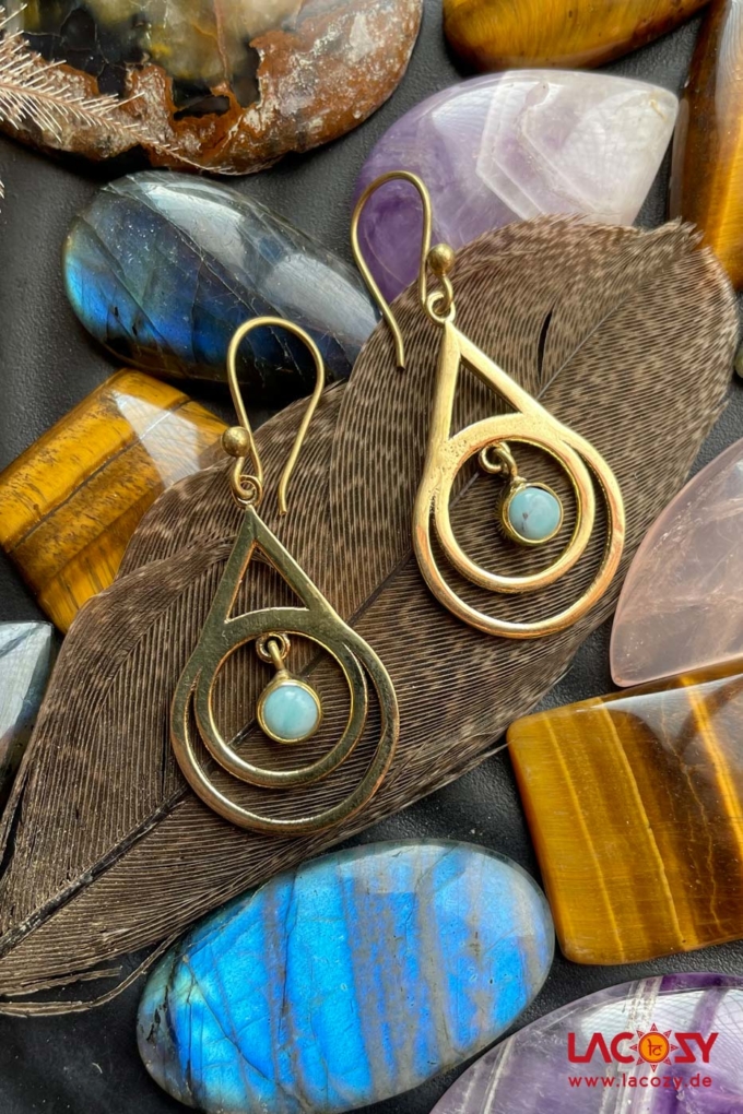 INSPIRATION Ohrringe Gold | Larimar – Bild 2