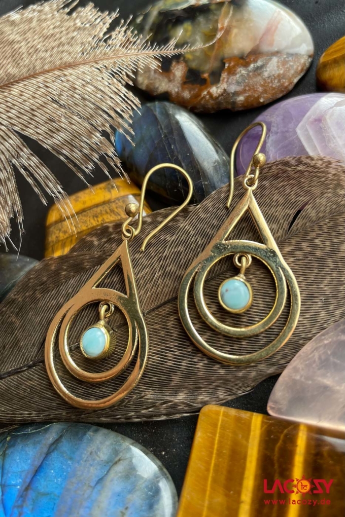 INSPIRATION Ohrringe Gold | Larimar – Bild 3