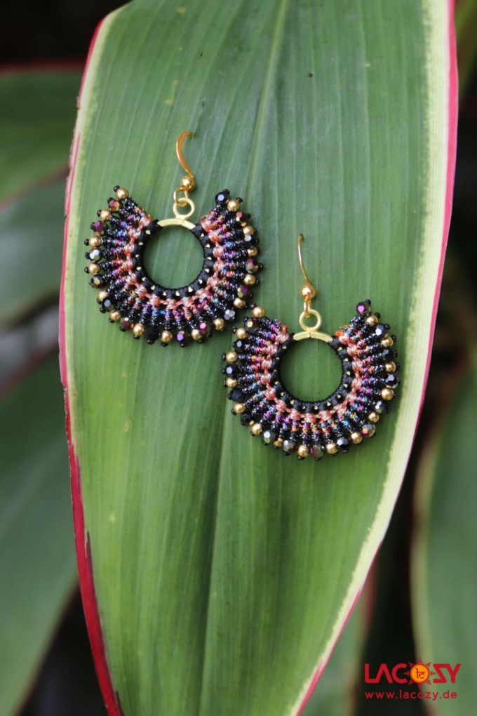 Ohrringe CIRCLE  Metallic Schwarz | Lila
