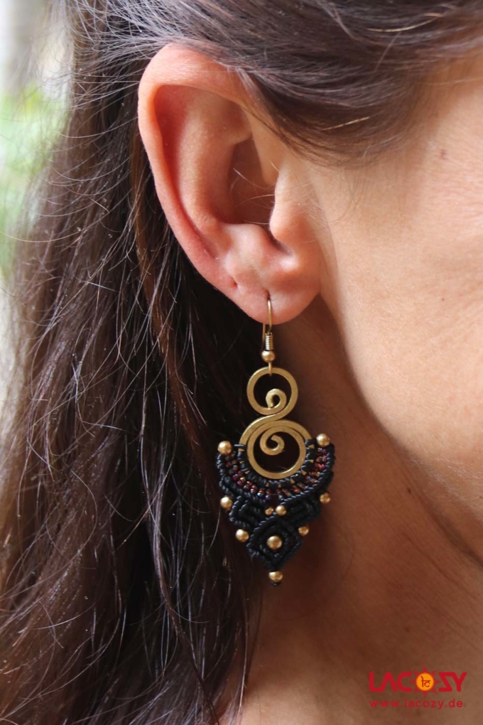 Ohrringe MOONCHILD  Schwarz | Metallic | Gold – Bild 3