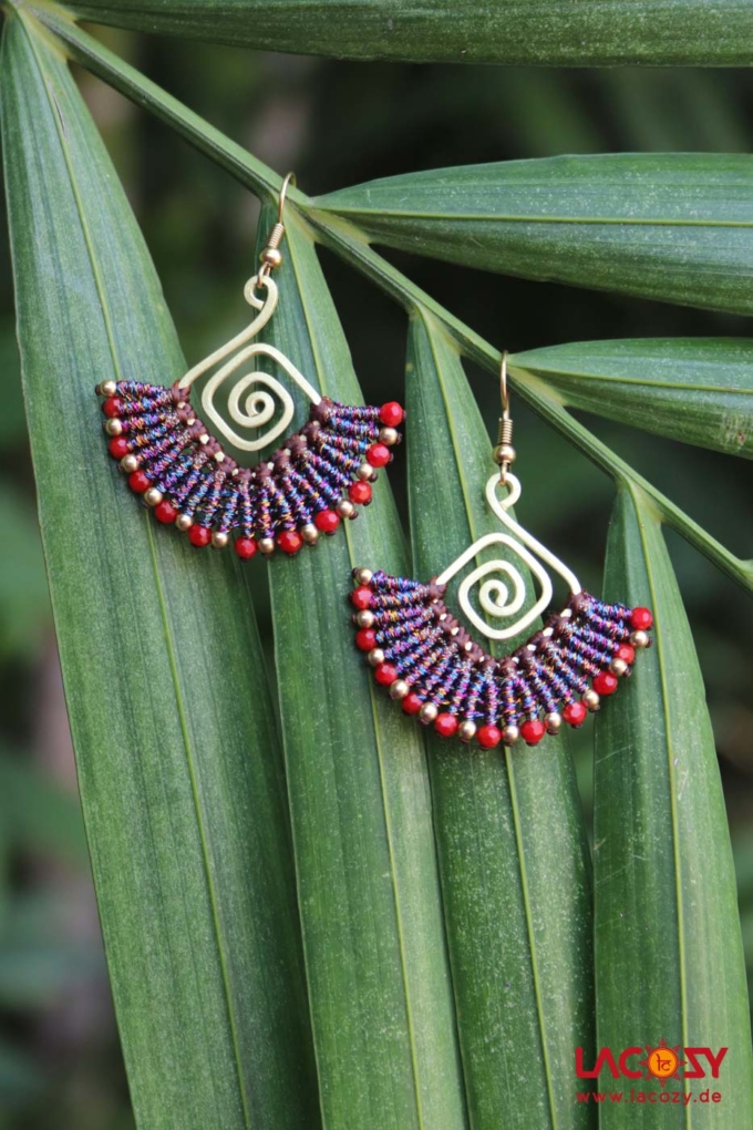 Ohrringe SPIRALE  Metallic Lila | Rot
