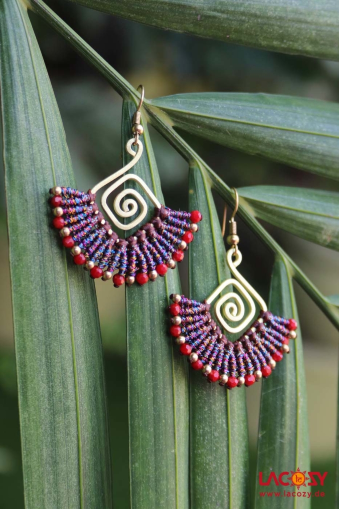Ohrringe SPIRALE  Metallic Lila | Rot – Bild 4