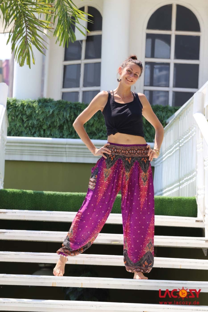 Pumphose mit orientalischer Pfauenfeder Lila – Bild 3