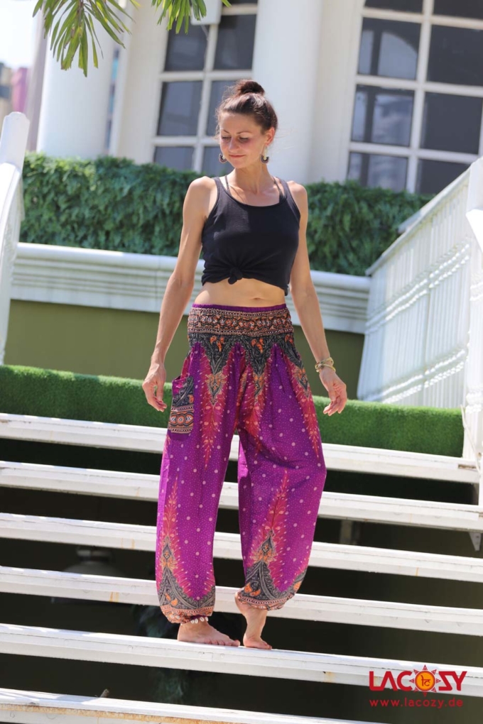 Pumphose mit orientalischer Pfauenfeder Lila – Bild 5