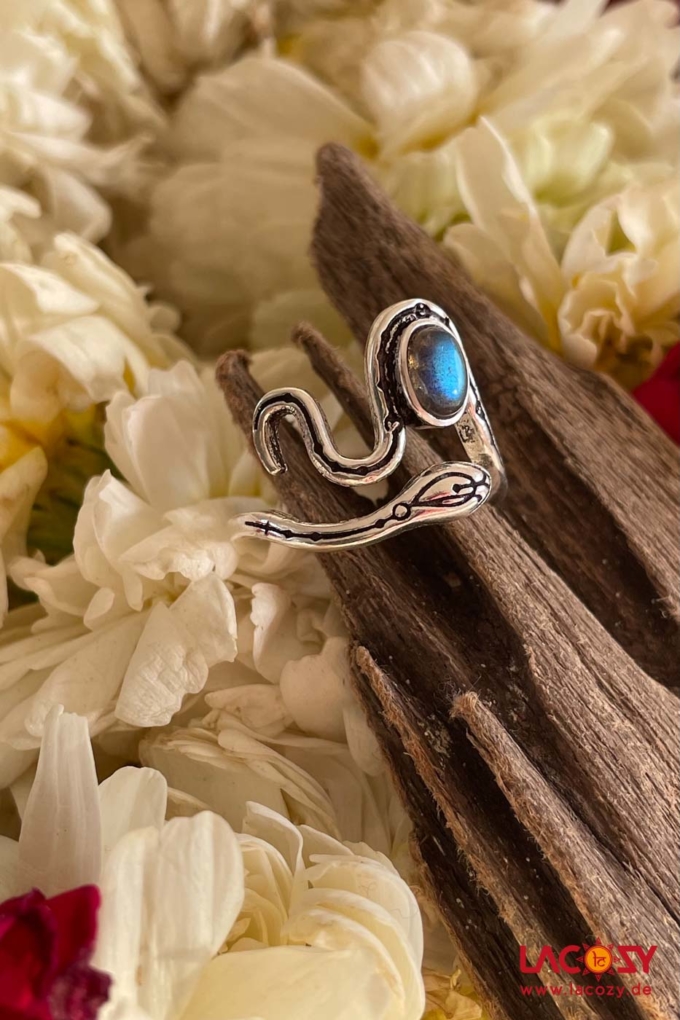 MYSTIC SNAKE Silberring mit Labradorit