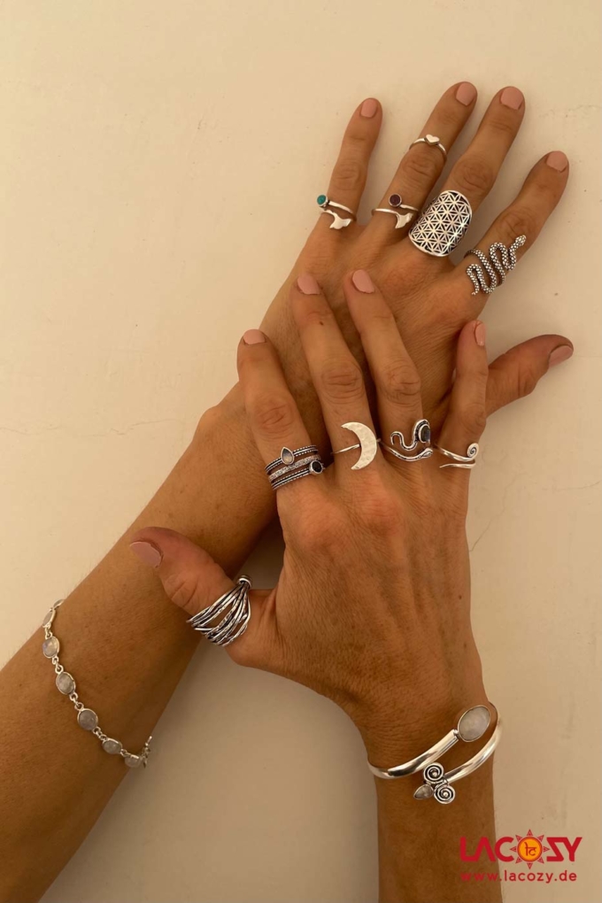 MYSTIC SNAKE Silberring mit Labradorit – Bild 2