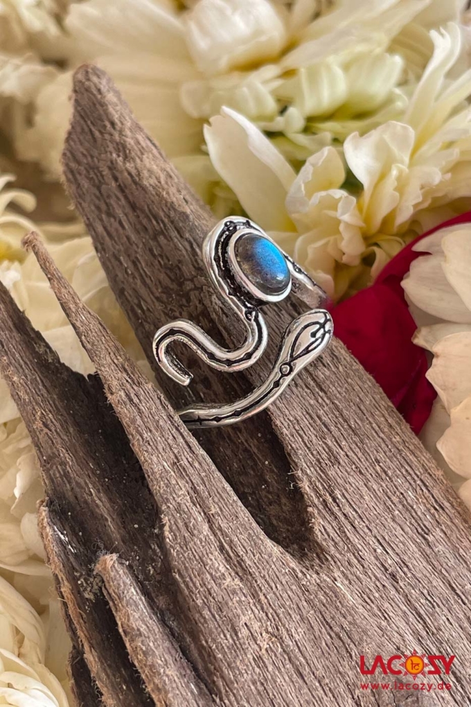 MYSTIC SNAKE Silberring mit Labradorit – Bild 4