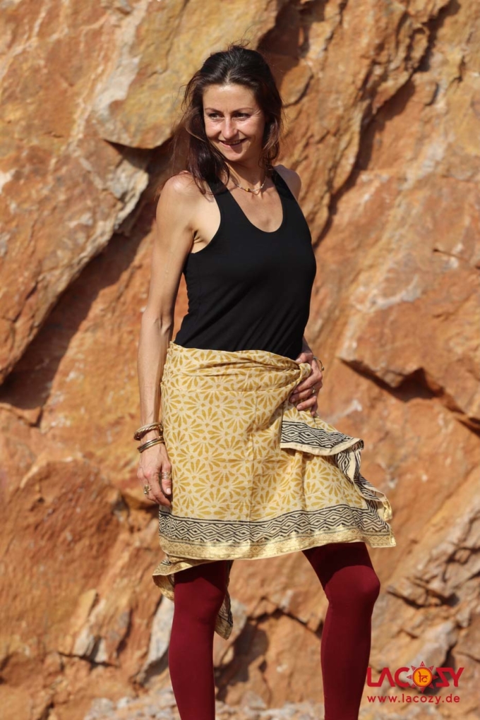 Blockprint Sarong SENFGELB | Baumwolltuch – Bild 6
