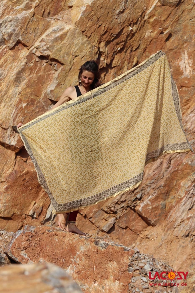 Blockprint Sarong SENFGELB | Baumwolltuch – Bild 7
