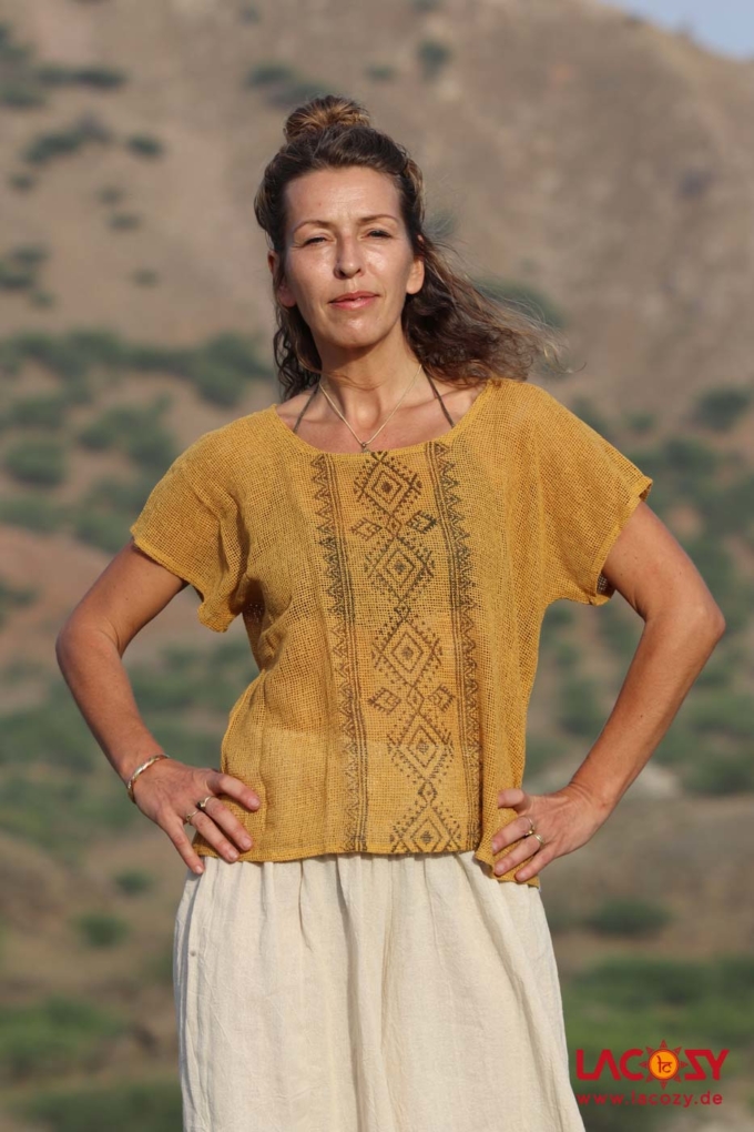 BLISS Shirt mit Blockdruck SENFGELB