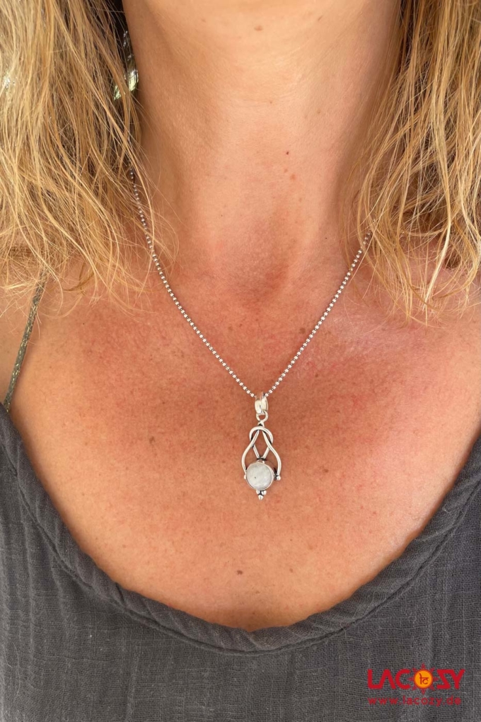 ORION Kette mit Mondstein Anhänger | Silber