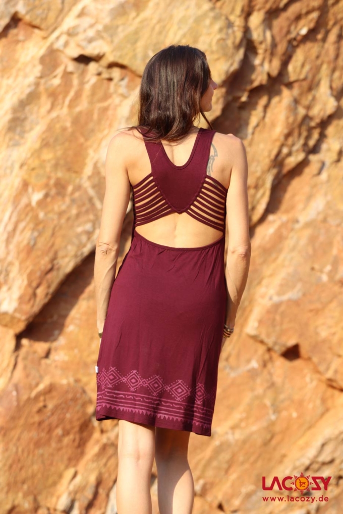 Blockprint Kleid KALI Aubergine – Bild 2