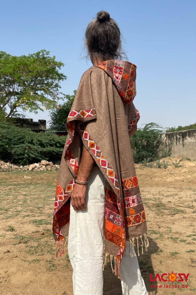 Tribal Poncho | Schamanen Decke YAHU Dunkles Camel – Bild 4