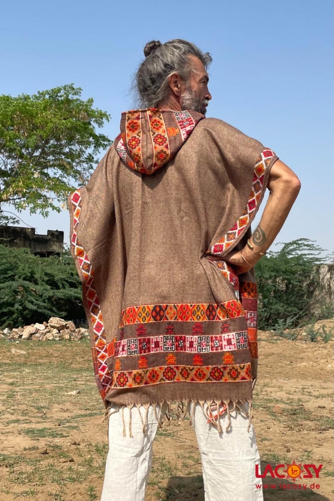 Tribal Poncho | Schamanen Decke YAHU Dunkles Camel – Bild 3