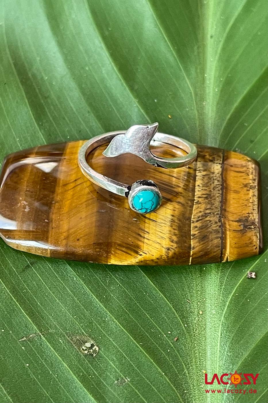 Türkis Feder Ring Damen 925 Sterling Silber - Verstellbarer Boho Schmuck