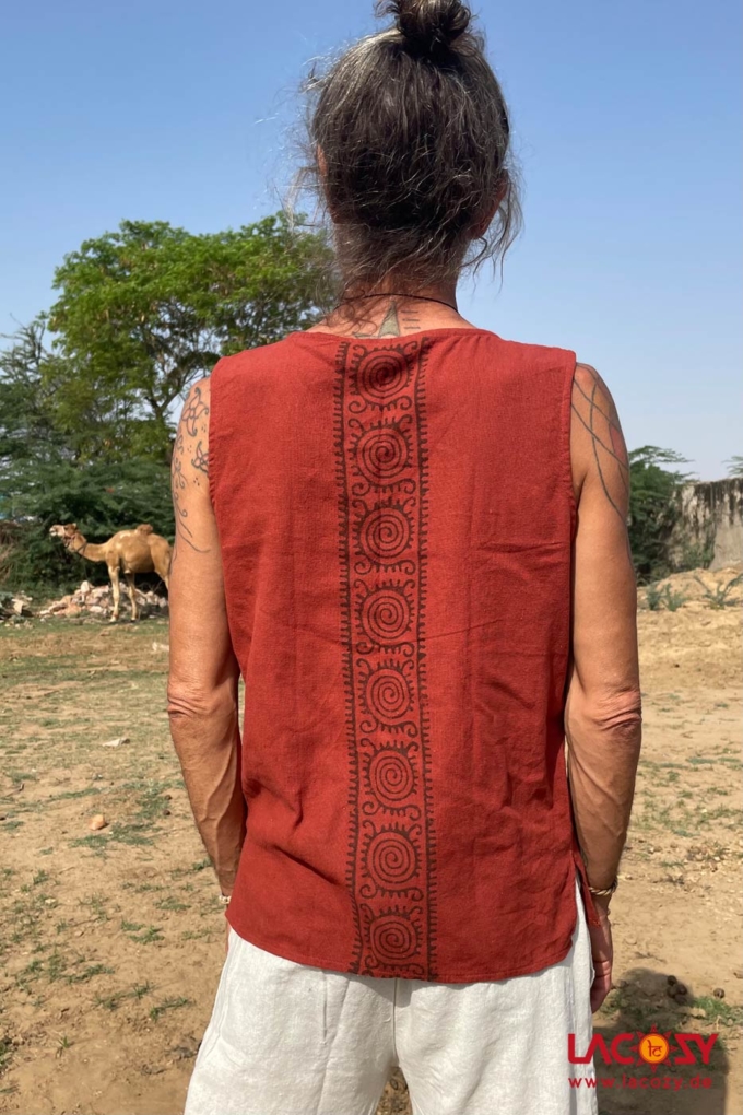 Ethno Weste AKEMI mit Blockprint Unisex RUST – Bild 5