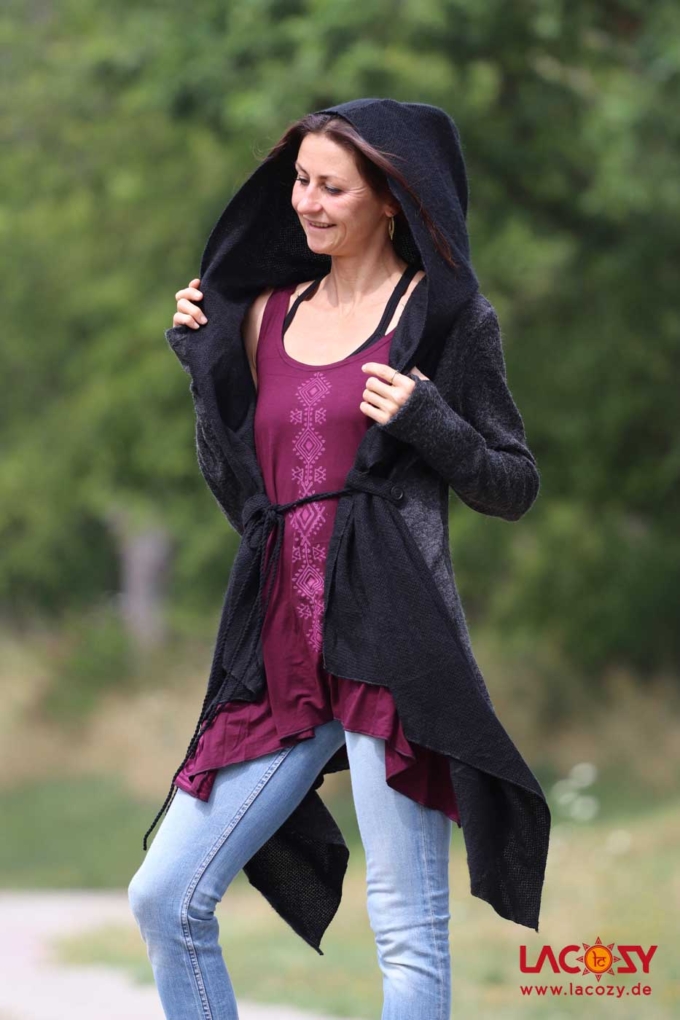 Cardigan Strickjacke SHINE Schwarz | Grau