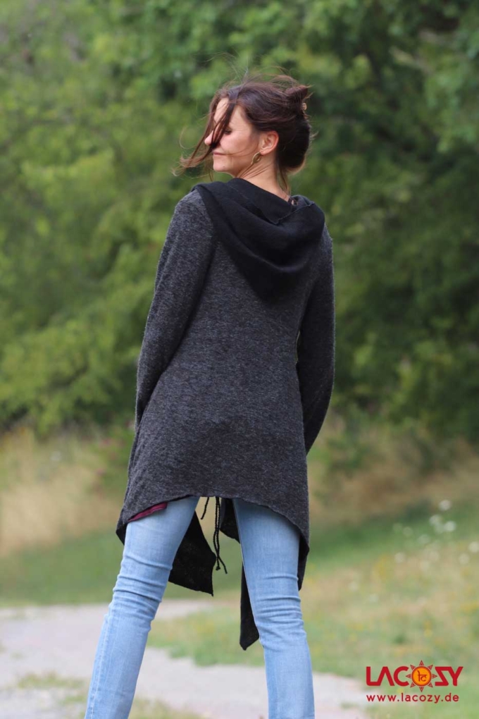 Cardigan Strickjacke SHINE Schwarz | Grau – Bild 2