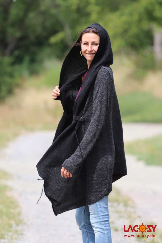 Cardigan Strickjacke SHINE Schwarz | Grau – Bild 3