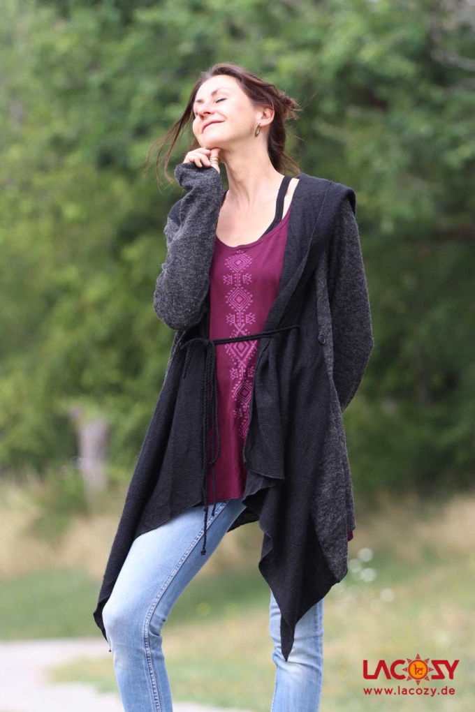 Cardigan Strickjacke SHINE Schwarz | Grau – Bild 6