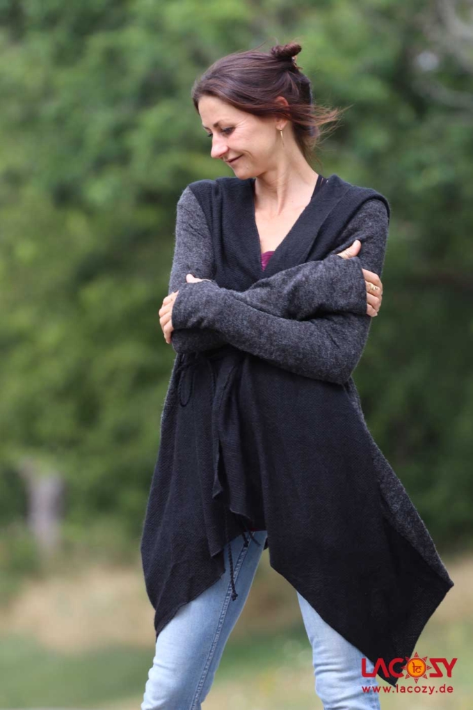 Cardigan Strickjacke SHINE Schwarz | Grau – Bild 5