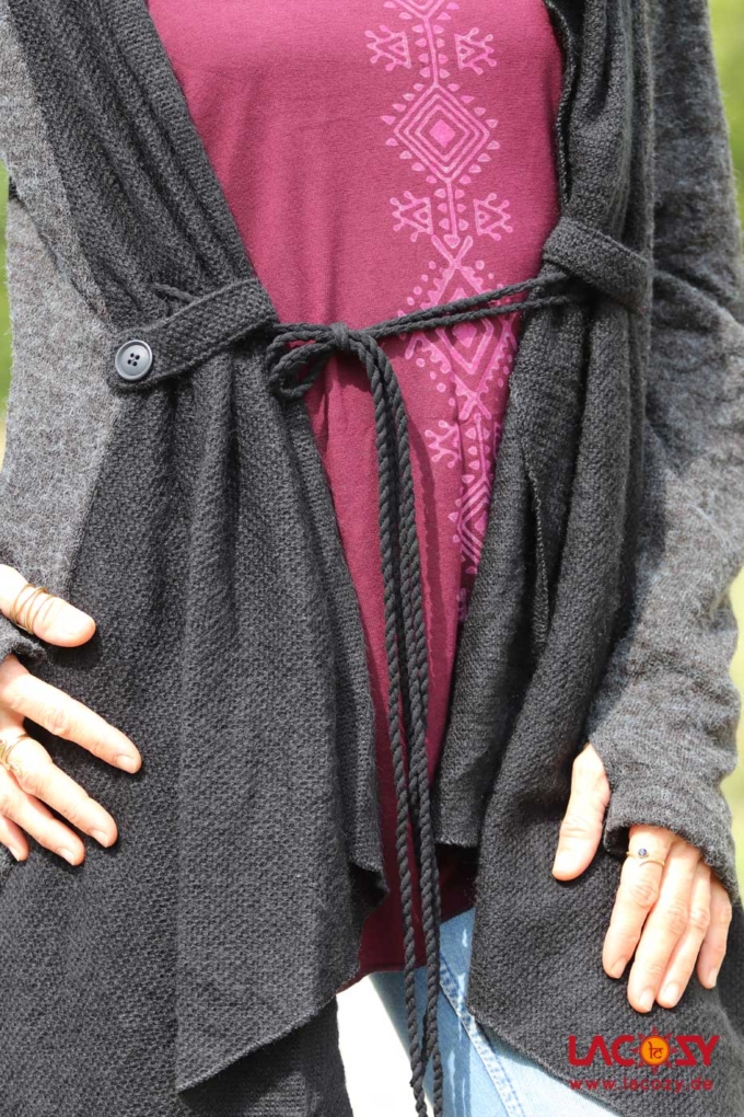 Cardigan Strickjacke SHINE Schwarz | Grau – Bild 4