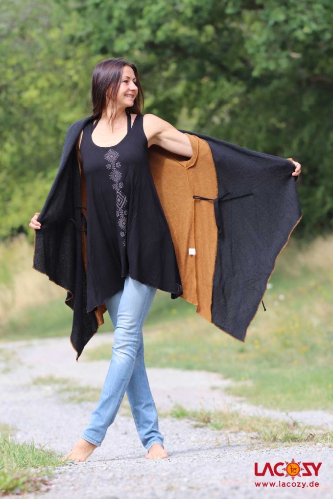 Cardigan Strickjacke SHINE Senfgelb | Schwarz – Bild 4