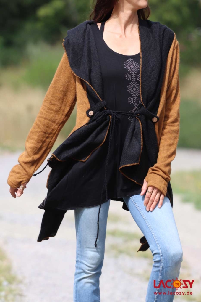 Cardigan Strickjacke SHINE Senfgelb | Schwarz – Bild 7