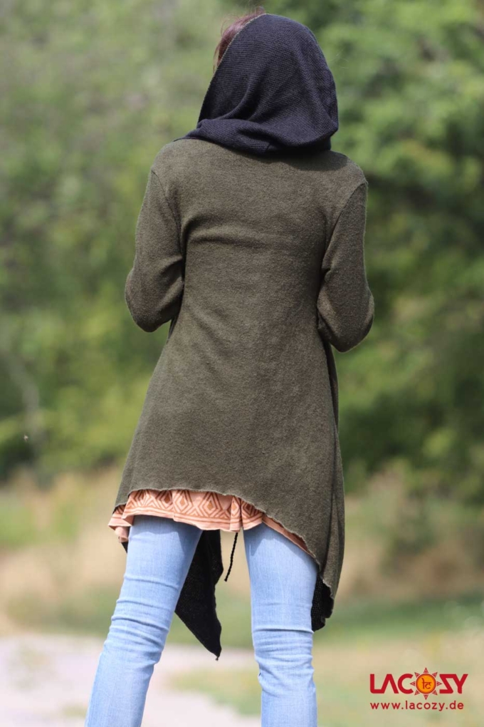 Strickjacke Cardigan SHINE Waldgrün | Schwarz – Bild 2