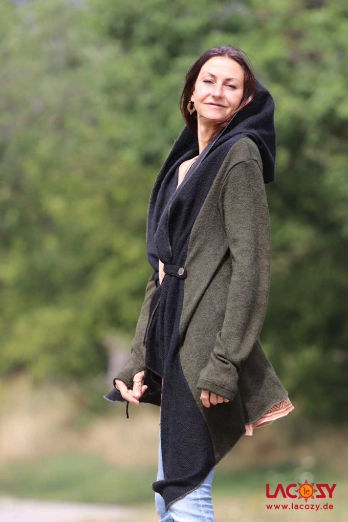 Strickjacke Cardigan SHINE Waldgrün | Schwarz – Bild 4