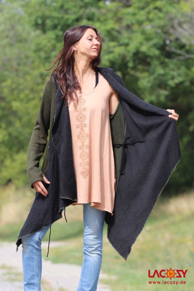 Strickjacke Cardigan SHINE Waldgrün | Schwarz – Bild 5