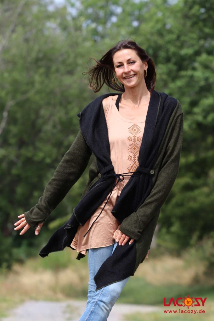 Strickjacke Cardigan SHINE Waldgrün | Schwarz – Bild 6